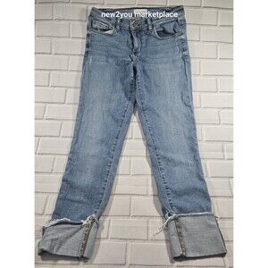 loft made and loved Flip Cuff mid Rise modern skinny Jeans in Light Wash size 4